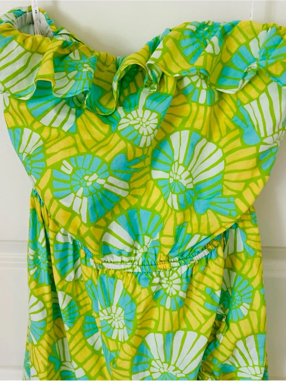 SOLD LILLY PULITZER Yellow Green On The Half Shell Ruffled Strapless Dress SOLD - Picture 3 of 8